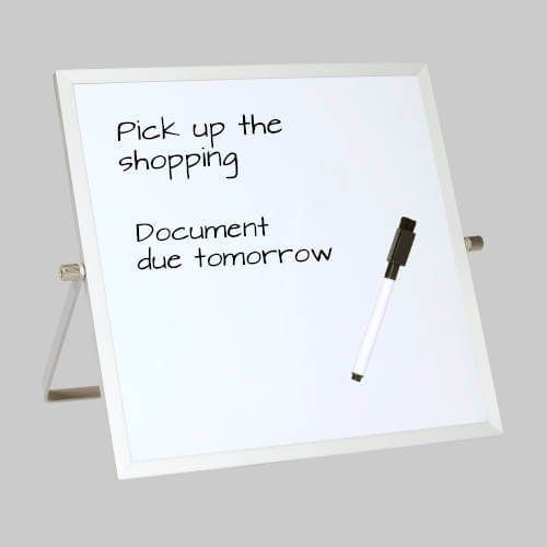 Lacquered Steel Magnetic Desktop Whiteboard 250 x 250mm with Adjustable Stand Carousel 1