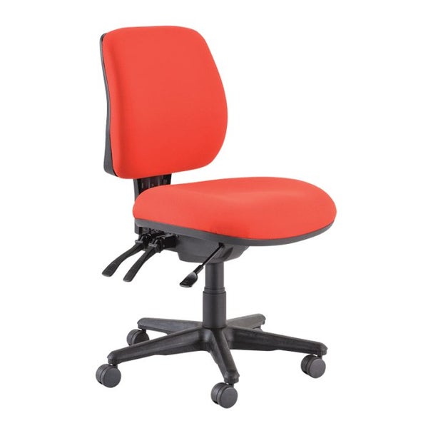 Buro Roma 3 Lever Mid Back Office Chair, Red Fabric, Nylon Base Carousel 1