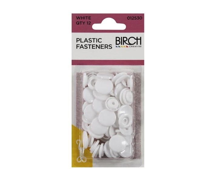Birch Plastic Fasteners PK12 White Carousel 1