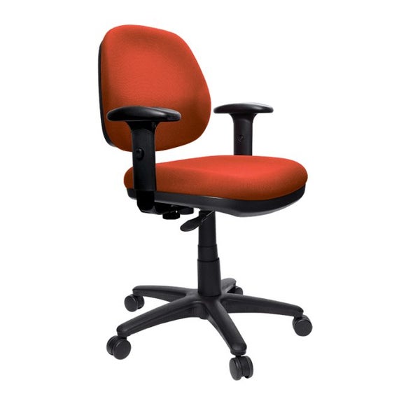 Buro Image Office Task Chair with Armrest, Black Nylon Base, Red Fabric Carousel 1