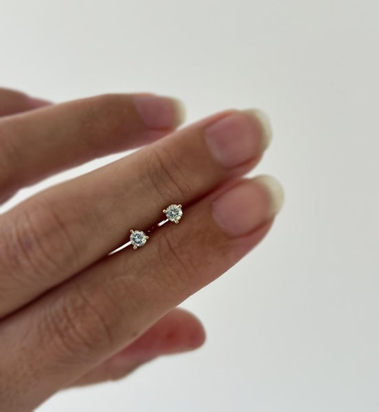Classic 14k Yellow Gold 0.33ctw Round Brilliant Cut Diamond 3Prong Stud Earrings Carousel 9