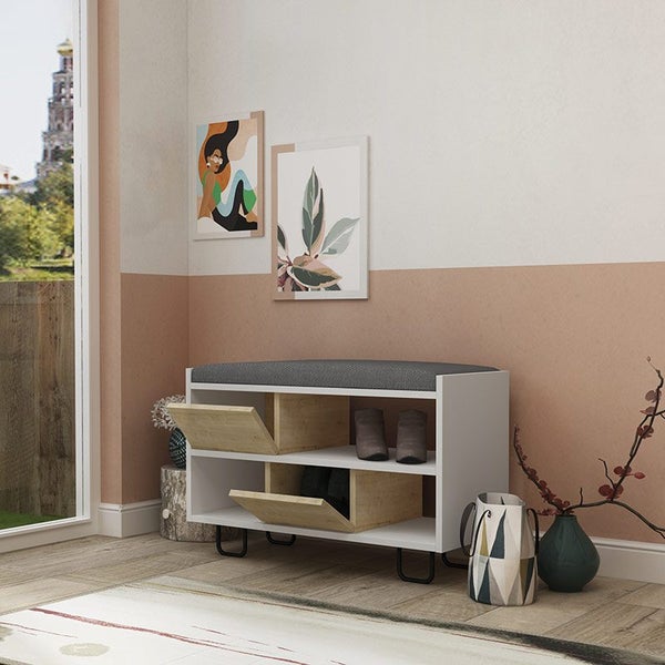 Alanya shoe Bench - White - Oak Carousel 2