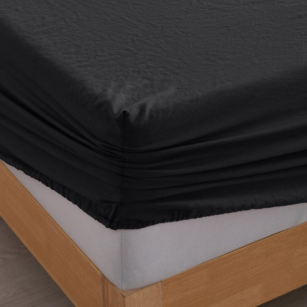 Dreamaker Superfine Washed Microfibre Sheet Set Black King Bed Carousel 15