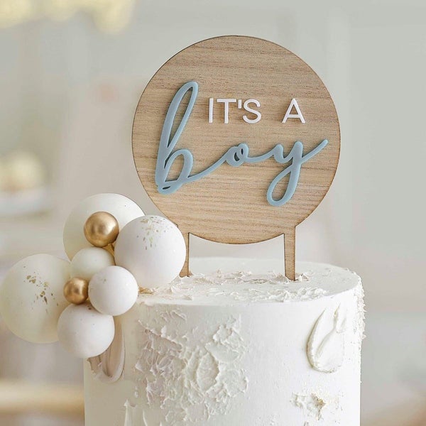 It's A Boy Wooden Cake Topper Carousel 1