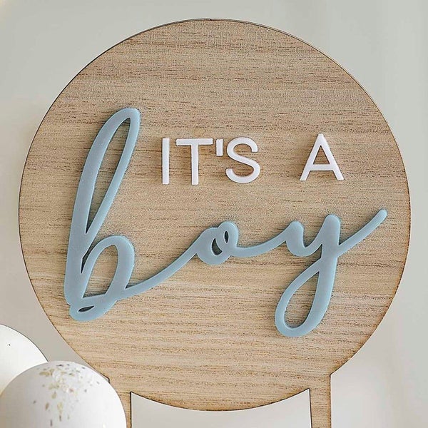It's A Boy Wooden Cake Topper Carousel 3