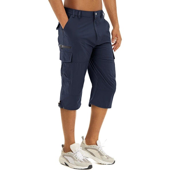 KEFITEVD Summer Quick Dry Men's Hiking Shorts Multi Pockets Below Knee Length Carousel 1