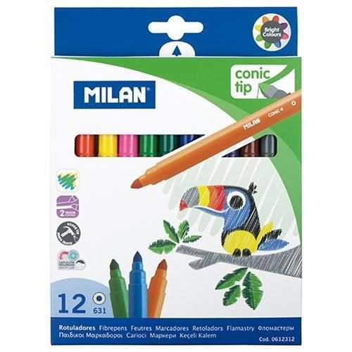 Milan Fibretip Colour Pens 12's - 5 mm O Conical Tip Carousel 1