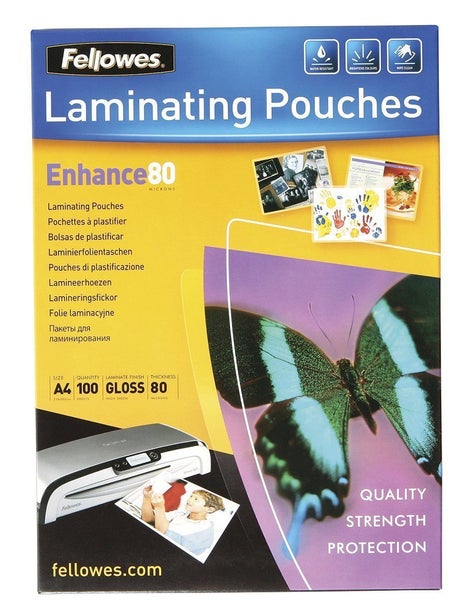 Fellowes A4 Gloss Laminating Pouch 80 micron x 100's Carousel 1