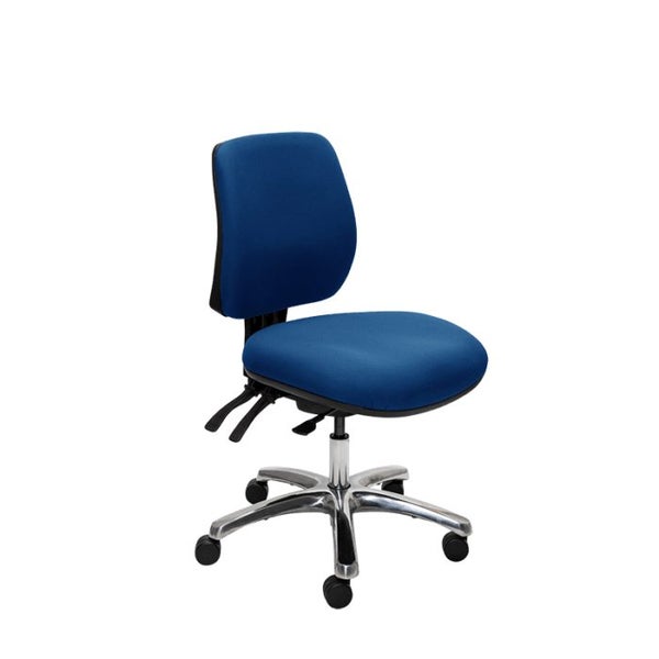 Buro Roma 3 Lever Mid Back Office Chair, Polished Aluminium Base, Blue Fabric... Carousel 1