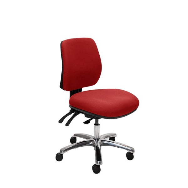 Buro Roma 3 Lever Mid Back Office Chair, Polished Aluminium Base, Red Fabric Carousel 1