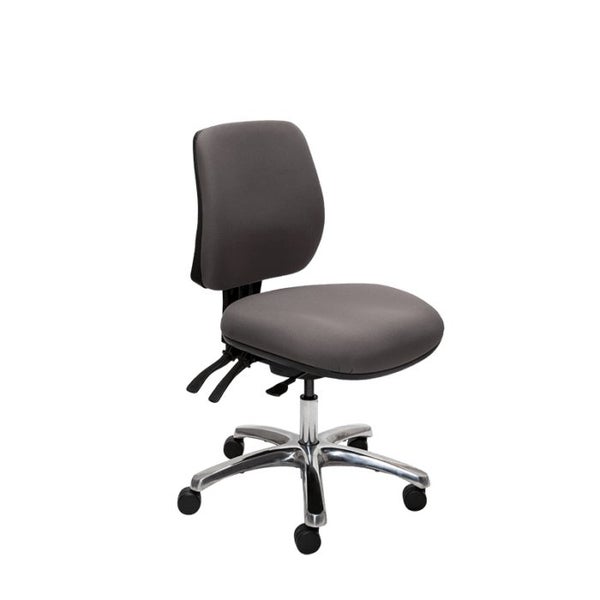 Buro Roma 3 Lever Mid Back Office Chair, Polished Aluminium Base, Charcoal Fa... Carousel 1