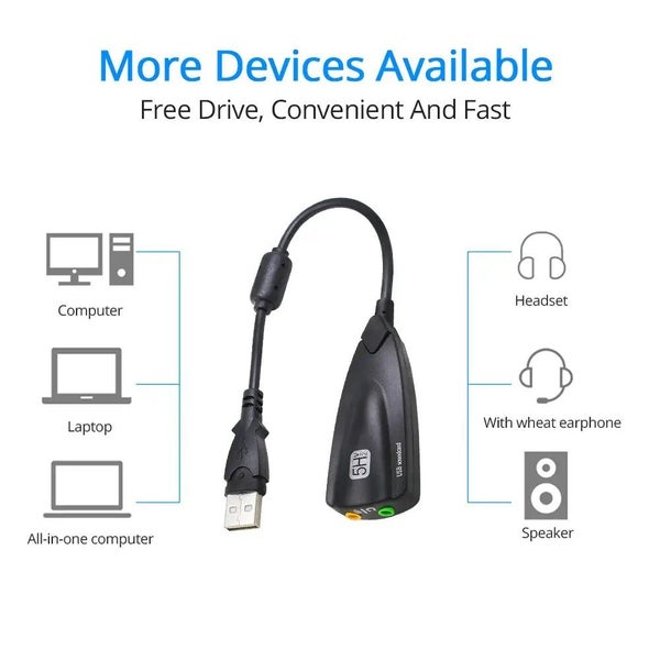 New Stereo 7.1 channel External USB Computer Sound Card Desktop Laptop Carousel 2