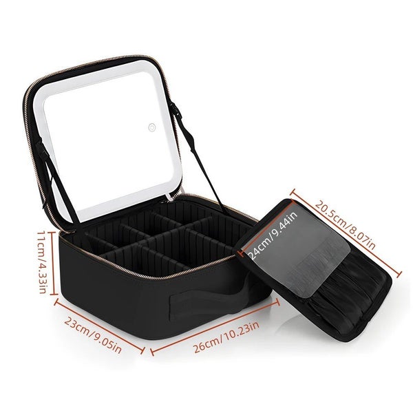 LED Travel Makeup Bag Portable Makeup Case with Lighted Mirror Carousel 2