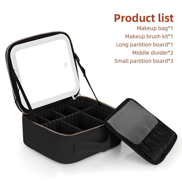 LED Travel Makeup Bag Portable Makeup Case with Lighted Mirror Carousel 6
