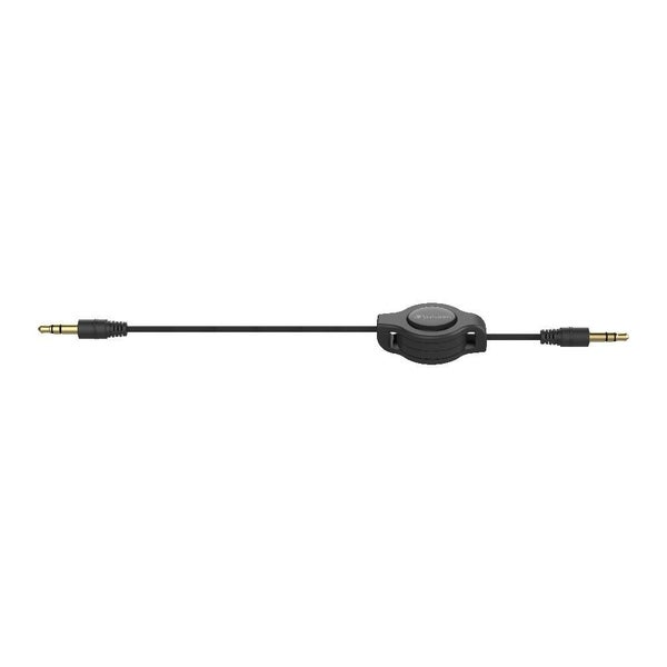 Verbatim Essentials Retractable Audio Cable 3.5mm Aux 75cm - Black Carousel 7