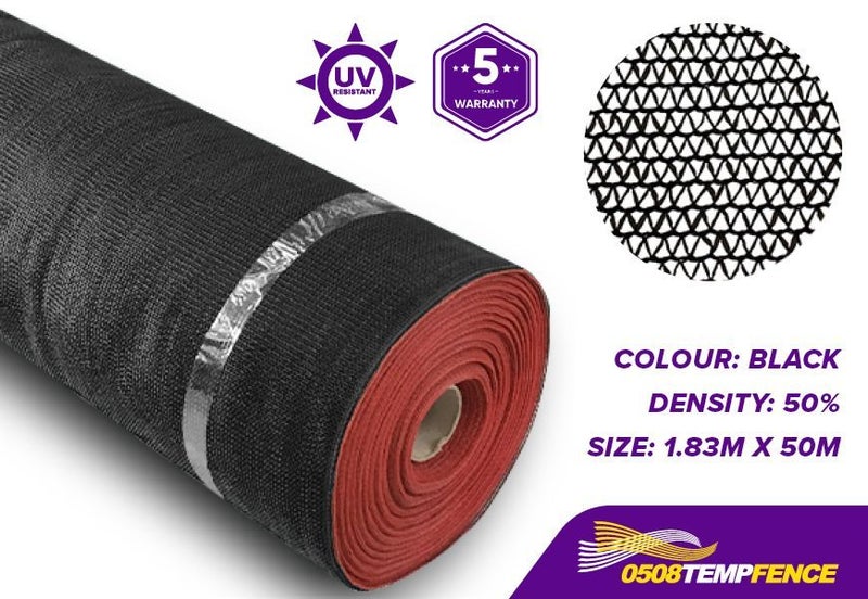 Shade Cloth - 50% 1.83m x 50m Black Carousel 1