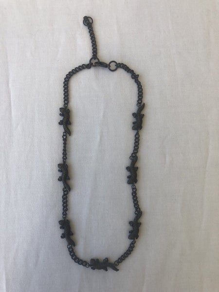 Vintage Old Metal Lizard Reptile Necklace Choker Style Carousel 2