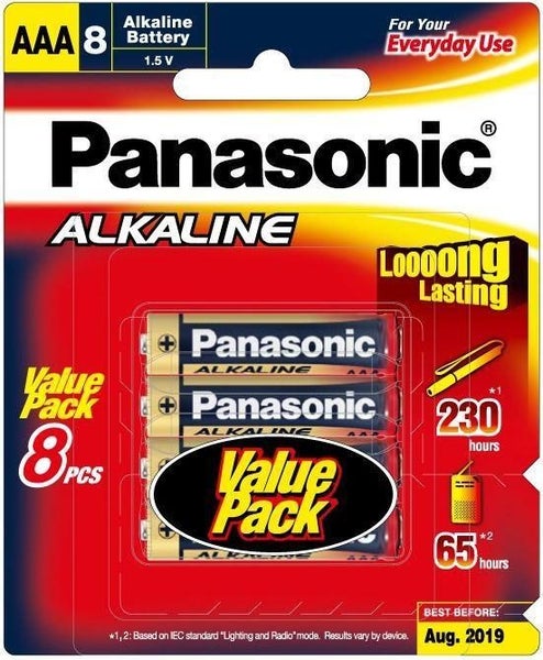 Panasonic AAA Alkaline Batteries 8's Pack Carousel 1
