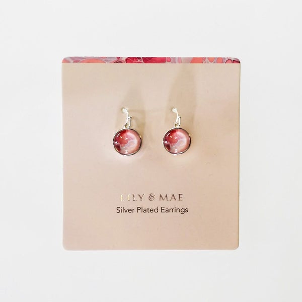Lily & Mae - Silver Plated Earrings - Pink Carousel 1