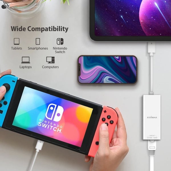 EDIMAX USB-C to Gigabit Ethernet Adapter. Plug-and-Play. Backward compatible wit Carousel 10
