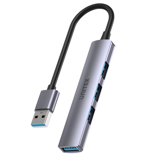UNITEK 4-in-1 USB Multi-port Ultra Slim Hub with USB-A Connector. Includes 1x US Carousel 1