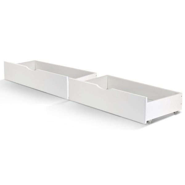 Artiss Set Of 2 Bed Frame Storage Drawers Timber Trundle For Base White Storage Carousel 1