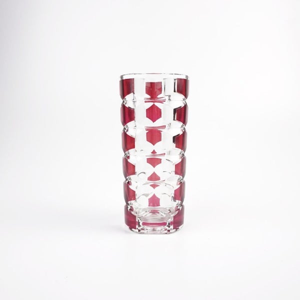 French Midcentury Vintage Luminarc Glass Vase. Clear with Ruby Red Accents. Carousel 5