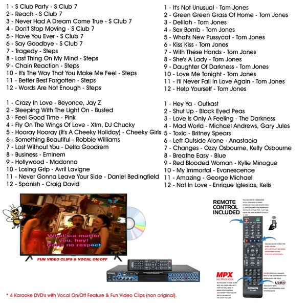 Sonken MP4000 Pro Karaoke Machine + 48 Vocal On + Off Songs [4 DVD's] + 2 Wir... Carousel 2