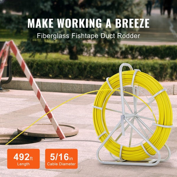 Fish Tape Puller Fiberglass 150M×7.9MM Wire Cable Running Duct Rodder Carousel 1