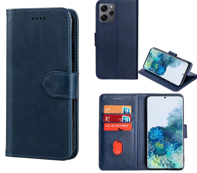 Redmi 13c wallet case cowhide finish PU leather magnet card slots nvy Carousel 1