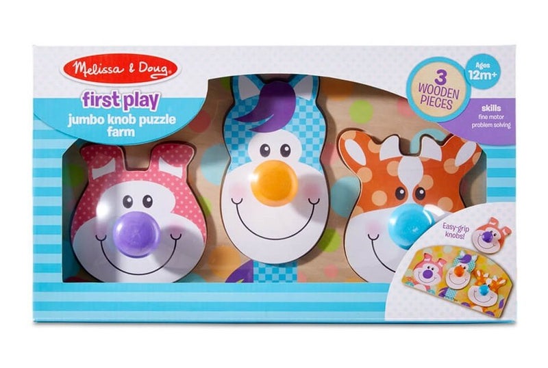 Melissa & Doug: Jumbo Farm - Wooden Knob Puzzle Carousel 2