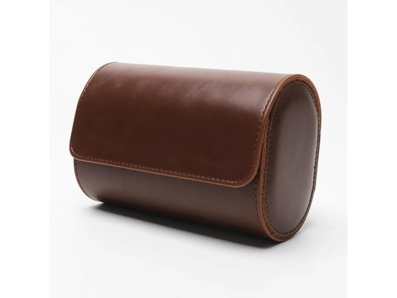 2 Slots Grids Watch Box Roll Travel Case Chic Portable Vintage Leather Display Carousel 1