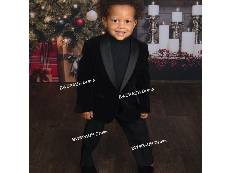 Green Velvet Boys Suits For Wedding/Birthday Party Formal Outfits Carousel 1