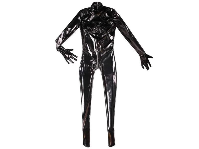 Women Mirror Black Body Shaper Cosplay All Inclusive Bodysuit Elastic Tight PVC Carousel 1