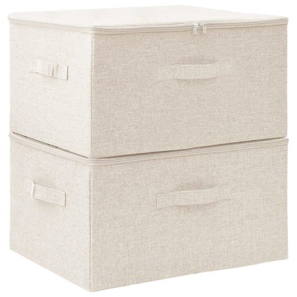 2 Pcs Fabric 43X34x23 Cm Cream Storage Boxes Carousel 1