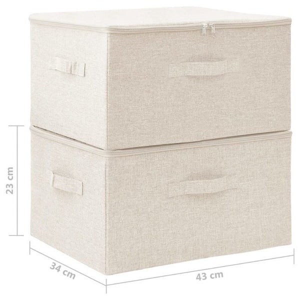 2 Pcs Fabric 43X34x23 Cm Cream Storage Boxes Carousel 2