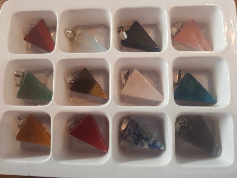 Bulk Lot -12 Triangle Gemstone Pendants/Charms Carousel 1