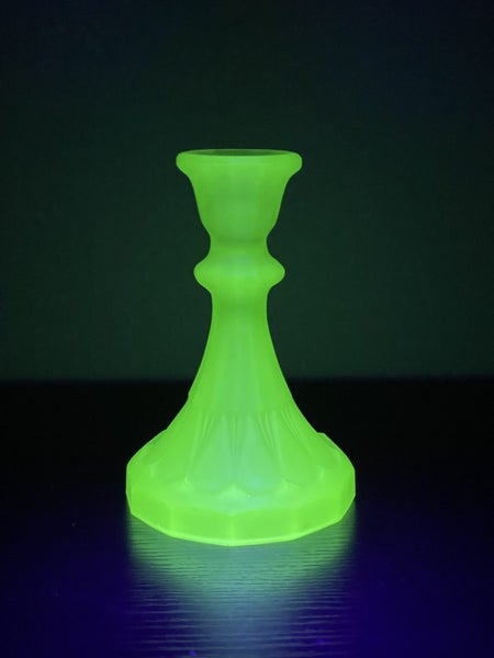 Vintage Art Deco Uranium glass candle holder Carousel 1