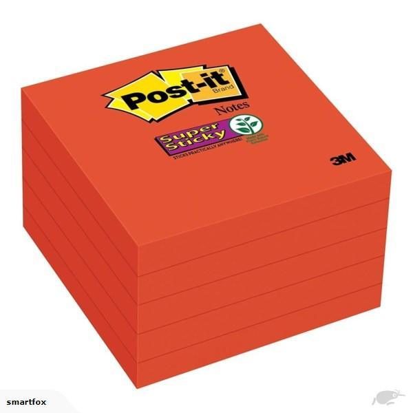 Post-it Super Sticky Notes 654-5SSRR Red 76x76mm 90 sheet pads Pk/5 Carousel 1