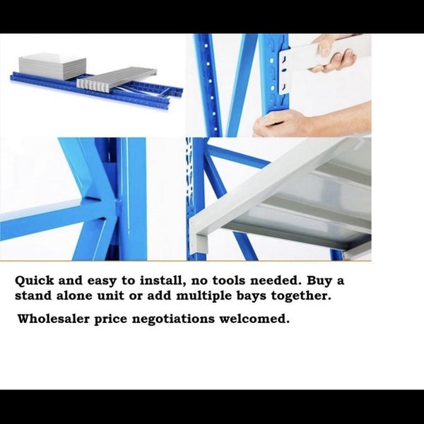 Heavy Duty Shelving 2m(L) x 2m (H) x 500mm (W) 200KG PER LEVEL - BLUE Carousel 6