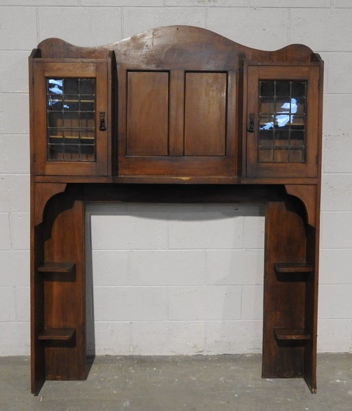 C.1900 Fire Surround With Leadlight Cupboards H1770 x W1338 NL7407 Carousel 1