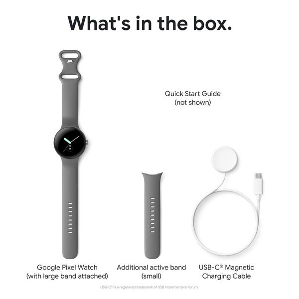 Google Pixel Watch Matte Black Stainless Steel with Obsidian Active Band Carousel 5