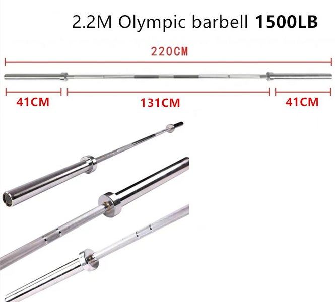 Barbell---Olympic Barbell 2.2m Long 7FT Silver Training Bar 20kg 1500LBS Carousel 1