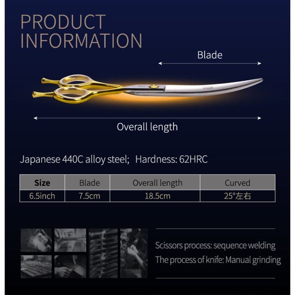 Nz Local Stock-6.5 Inch Professional Curved Scissors Pet Dog Grooming Scissor... Carousel 2