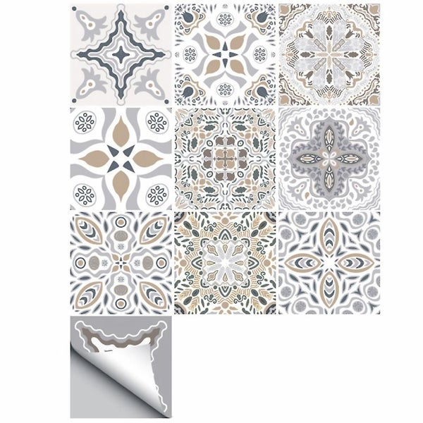 10 Pcs Stair Riser Peel And Stick Vinyl 5.9inch Tile Stickers Tile Stickers Carousel 1