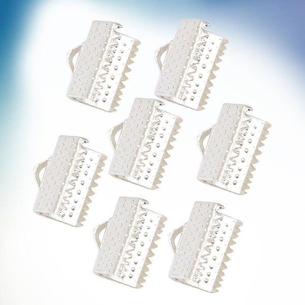 100 Pcs Leather Bookmark Cord Ends Fasteners Ribbon Crimp Ends Ribbon Cord Clam Carousel 3