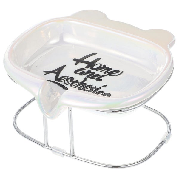 1 Set Ceramic Soap Dish Soap Holder Self Draining Soap Tray With Metal Rack For Carousel 1