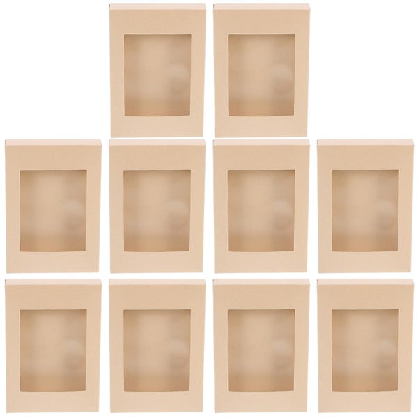 10pcs Kraft Gift Boxes Cookie Cake Boxes Craft Storage Boxes With Clear Window Carousel 1