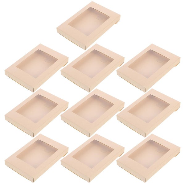 10pcs Kraft Gift Boxes Cookie Cake Boxes Craft Storage Boxes With Clear Window Carousel 2