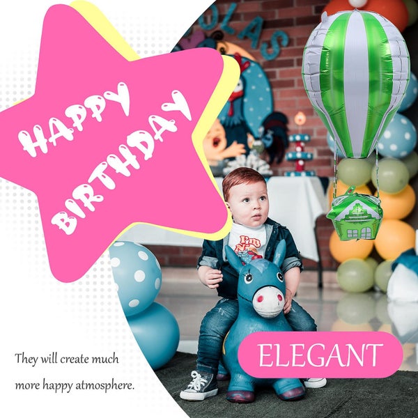 2 Pcs Hot Air Balloon Shape Aluminum Foil Balloons Party Balloons Photo Props Carousel 2